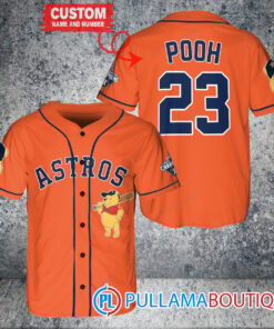 Personalized Houston Astros Winnie the Pooh Baseball Jersey Orange