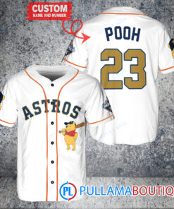 Personalized Houston Astros Winnie the Pooh Baseball Jersey White