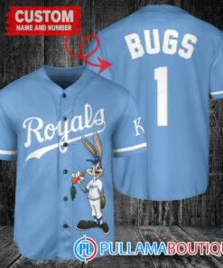 Personalized Kansas City Royals Bugs Bunny Baseball Jersey Light Blue