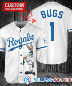 Personalized Kansas City Royals Bugs Bunny Baseball Jersey White