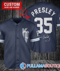 Personalized Kansas City Royals Elvis Presley Baseball Jersey Navy