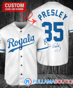 Personalized Kansas City Royals Elvis Presley Baseball Jersey White