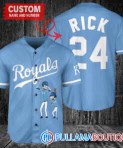 Personalized Kansas City Royals Rick and Morty Baseball Jersey Light Blue