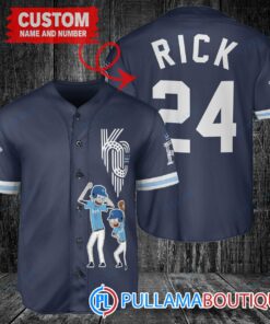 Personalized Kansas City Royals Rick and Morty Baseball Jersey Navy