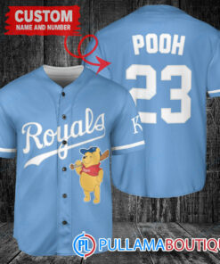 Personalized Kansas City Royals Winnie the Pooh Baseball Jersey Light Blue