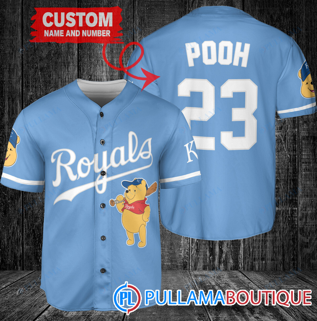 Personalized Milwaukee Brewers Winnie the Pooh Baseball Jersey Cream