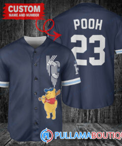 Personalized Kansas City Royals Winnie the Pooh Baseball Jersey Navy