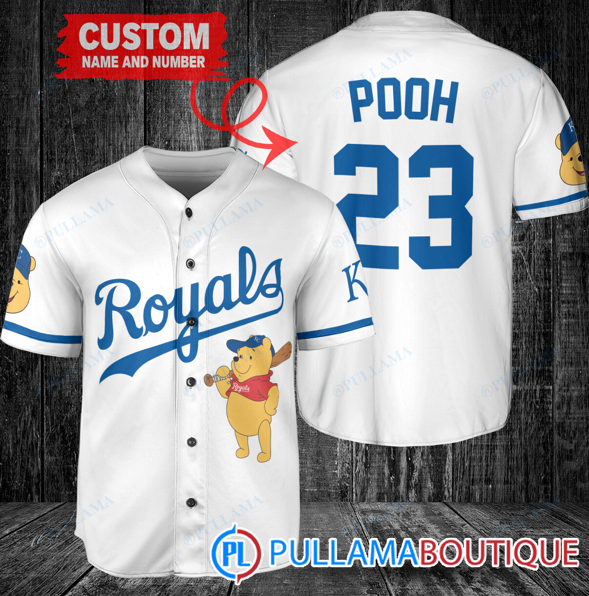 Personalized Texas Rangers Winnie the Pooh Baseball Jersey Cream