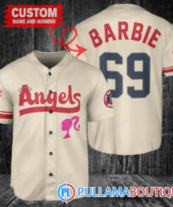 Personalized Los Angeles Angels Barbie Baseball Jersey Cream