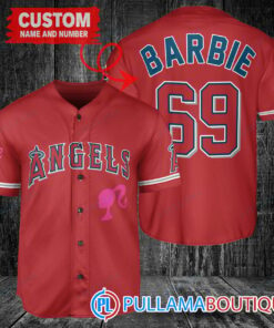 Personalized Los Angeles Angels Barbie Baseball Jersey Red