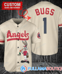 Personalized Los Angeles Angels Bugs Bunny Baseball Jersey Cream