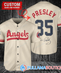 Personalized Los Angeles Angels Elvis Presley Baseball Jersey Cream