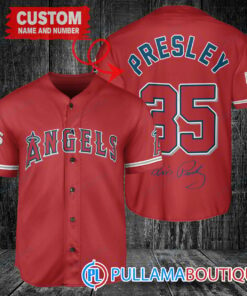 Personalized Los Angeles Angels Elvis Presley Baseball Jersey Red