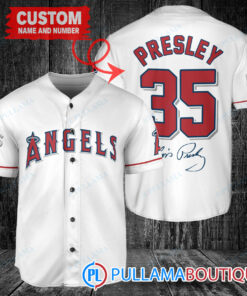 Personalized Los Angeles Angels Elvis Presley Baseball Jersey White