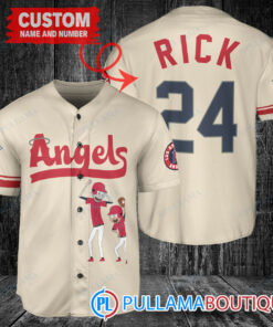 Personalized Los Angeles Angels Rick and Morty Baseball Jersey Cream