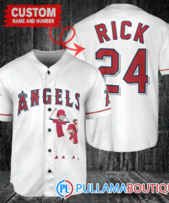 Personalized Los Angeles Angels Rick and Morty Baseball Jersey White