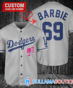 Personalized Los Angeles Dodgers Barbie Baseball Jersey Gray