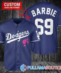 Personalized Los Angeles Dodgers Barbie Baseball Jersey Navy