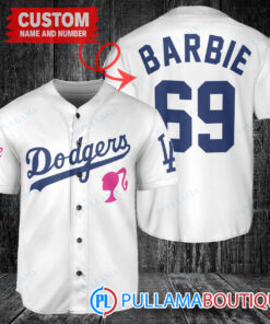 Personalized Los Angeles Dodgers Barbie Baseball Jersey White