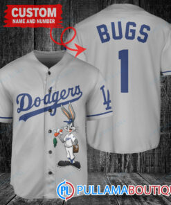 Personalized Los Angeles Dodgers Bugs Bunny Baseball Jersey Gray