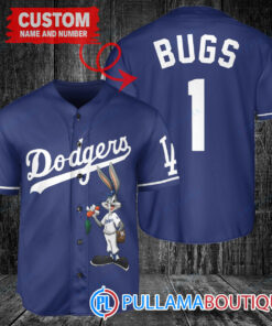 Personalized Los Angeles Dodgers Bugs Bunny Baseball Jersey Navy