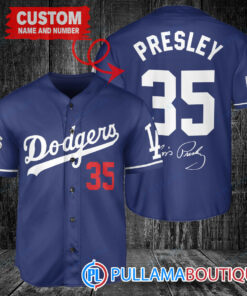 Personalized Los Angeles Dodgers Elvis Presley Baseball Jersey Navy