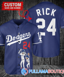 Personalized Los Angeles Dodgers Rick and Morty Baseball Jersey Navy