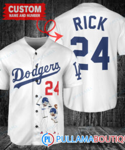 Personalized Los Angeles Dodgers Rick and Morty Baseball Jersey White