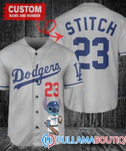 Personalized Los Angeles Dodgers Stitch Baseball Jersey Gray