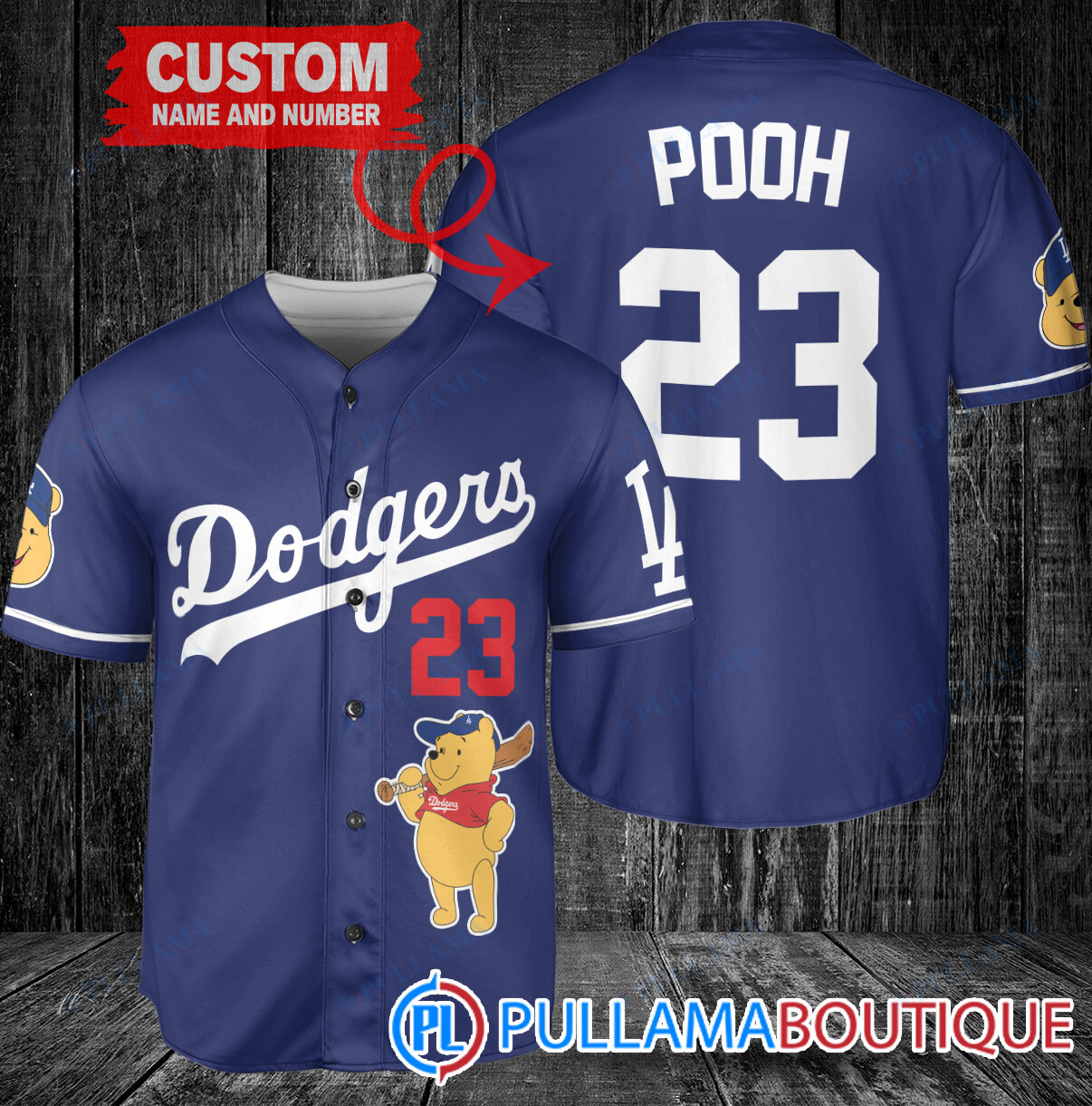 Personalized Kansas City Royals Winnie the Pooh Baseball Jersey Navy