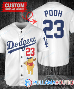 Personalized Los Angeles Dodgers Winnie the Pooh Baseball Jersey White