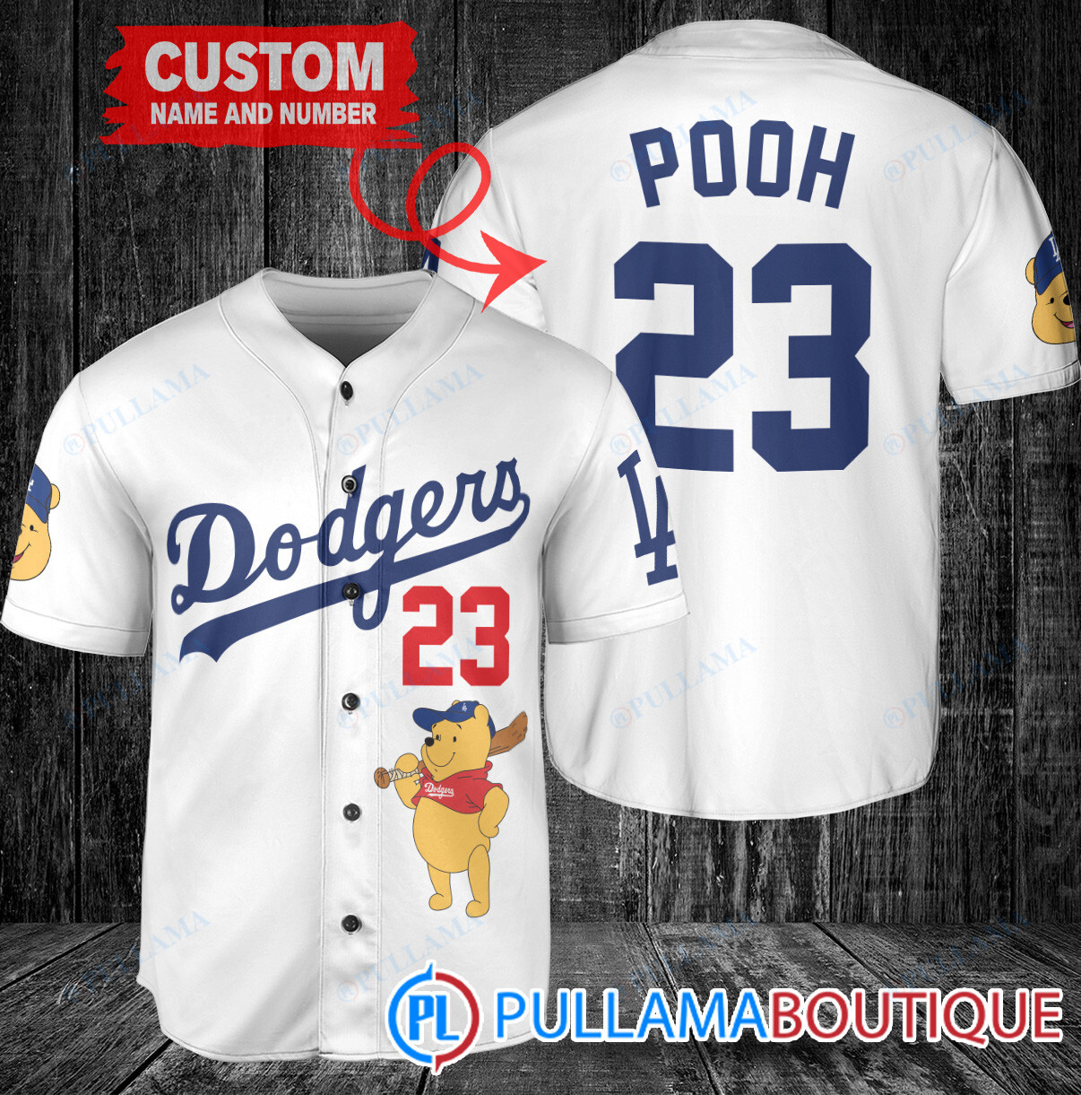 Personalized Atlanta Braves Winnie the Pooh Baseball Jersey Gray