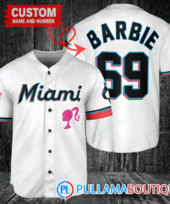 Personalized Miami Marlins Barbie Baseball Jersey White