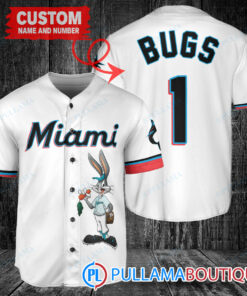 Personalized Miami Marlins Bugs Bunny Baseball Jersey White