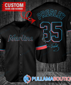 Personalized Miami Marlins Elvis Presley Baseball Jersey Black