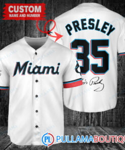 Personalized Miami Marlins Elvis Presley Baseball Jersey White