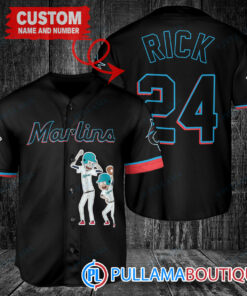 Personalized Miami Marlins Rick and Morty Baseball Jersey Black