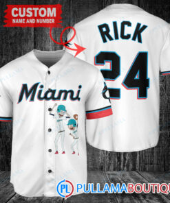 Personalized Miami Marlins Rick and Morty Baseball Jersey White