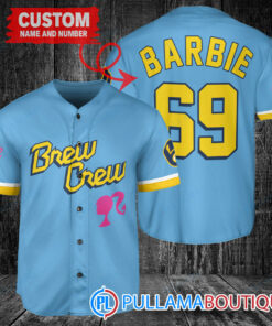 Personalized Milwaukee Brewers Barbie Baseball Jersey Blue City Connect