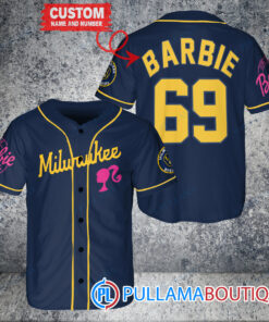 Personalized Milwaukee Brewers Barbie Baseball Jersey Navy