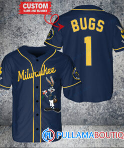 Personalized Milwaukee Brewers Bugs Bunny Baseball Jersey Navy