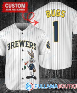 Personalized Milwaukee Brewers Bugs Bunny Baseball Jersey White