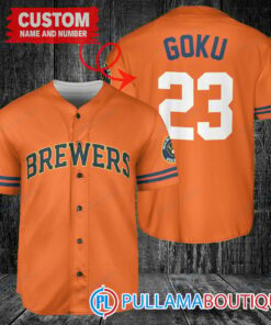 Personalized Milwaukee Brewers Dragon Ball Z Goku Baseball Jersey