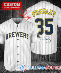 Personalized Milwaukee Brewers Elvis Presley Baseball Jersey White