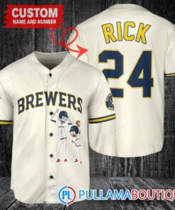 Personalized Milwaukee Brewers Rick and Morty Baseball Jersey Cream