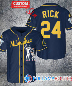 Personalized Milwaukee Brewers Rick and Morty Baseball Jersey Navy