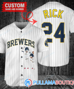 Personalized Milwaukee Brewers Rick and Morty Baseball Jersey White