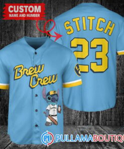 Personalized Milwaukee Brewers Stitch Baseball Jersey Blue City Connect