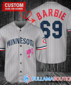 Personalized Minnesota Twins Barbie Baseball Jersey Gray Road