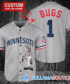 Personalized Minnesota Twins Bugs Bunny Baseball Jersey Gray Road